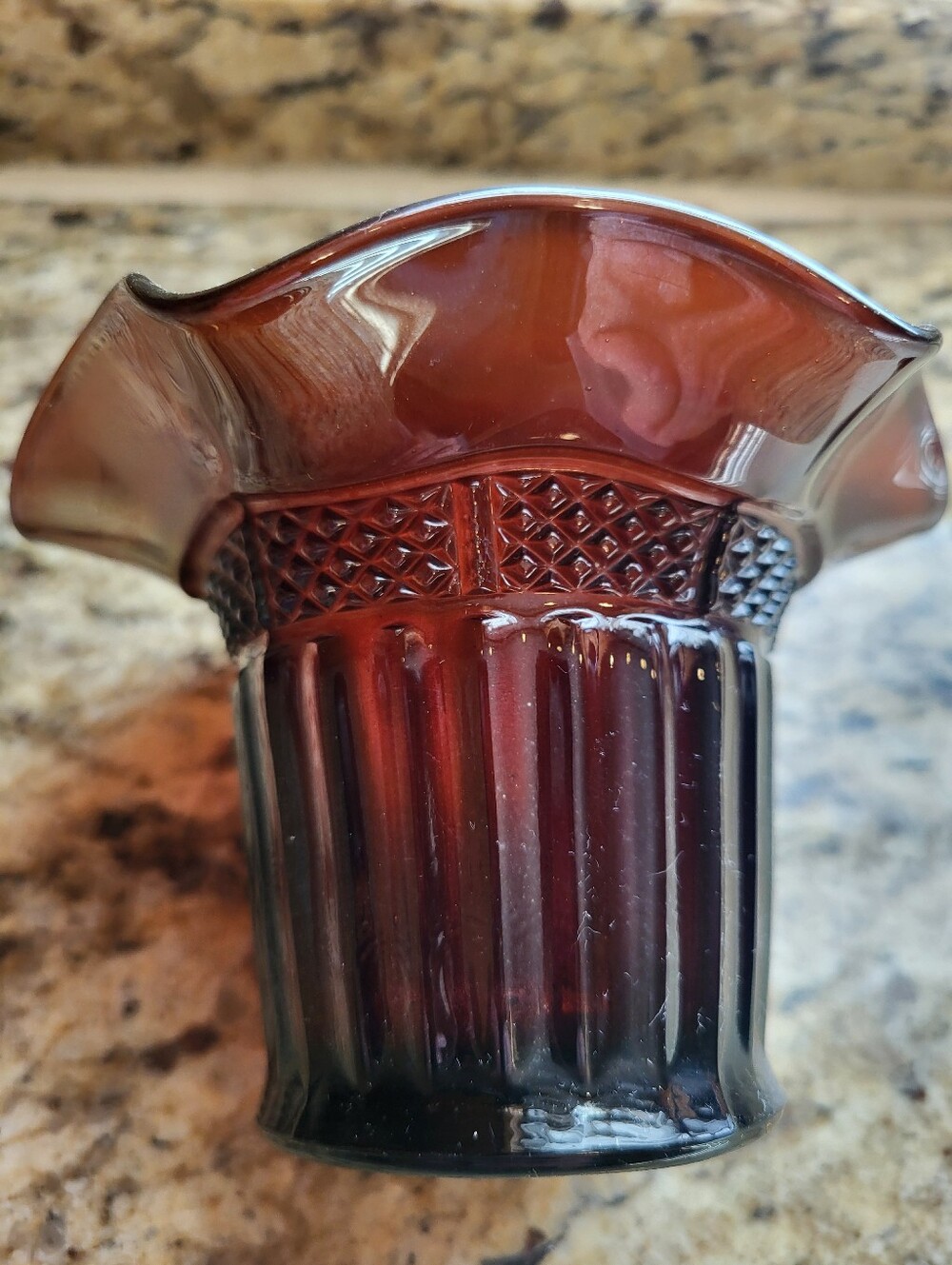 Stamped Northwood Iridescent Purple Decorative Glass Hat Vase - Home Art - Picture 10 of 12